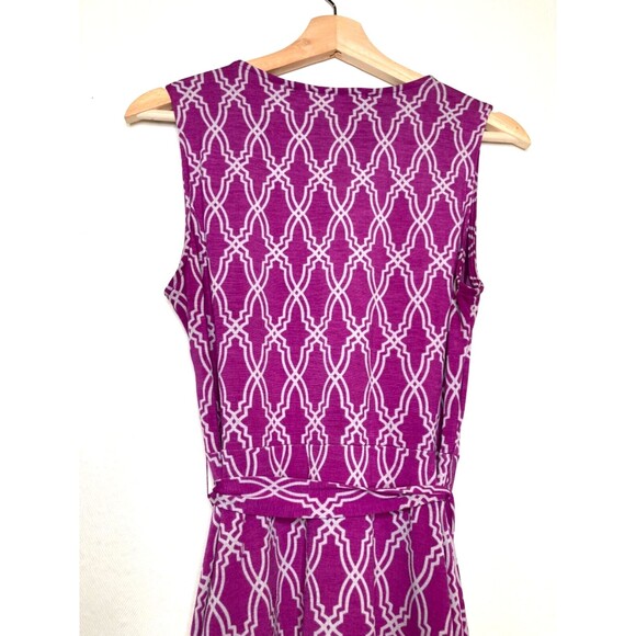 41 Hawthorn Surplice Belted Faux Wrap Dress Purple Geometric Print Size Medium - Picture 5 of 9